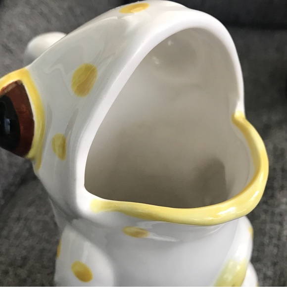 Schmid Design Ceramic Yellow Polka Dot Frog Creamer Vase Pitcher - Picture 9 of 12